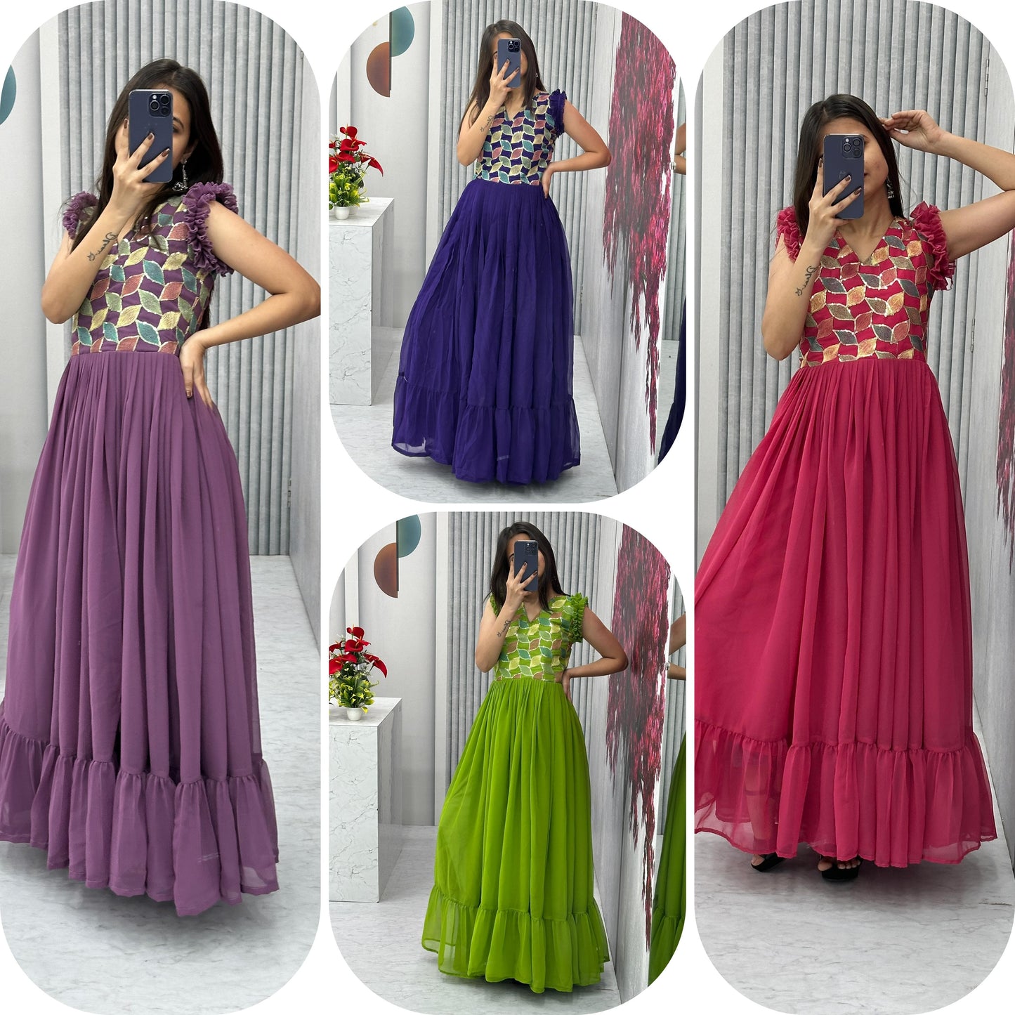 Trending Embroidered Colorful Gown