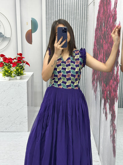 Trending Embroidered Colorful Gown